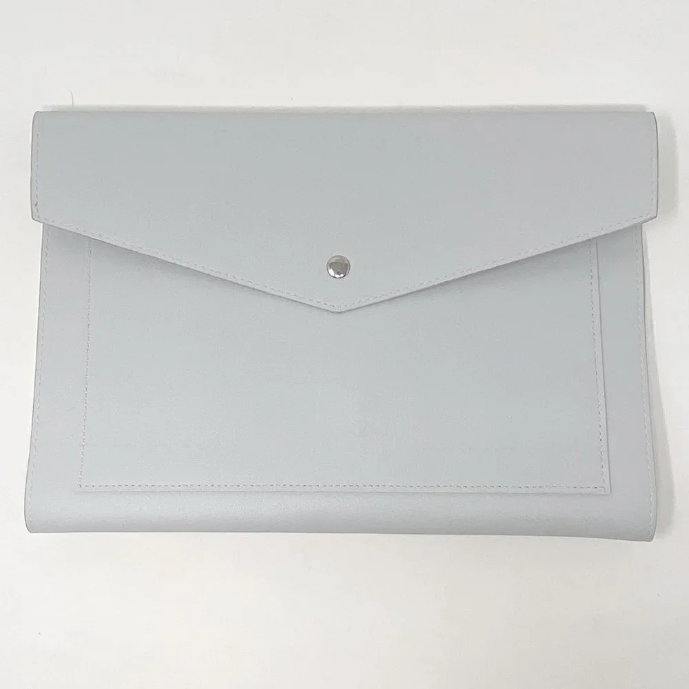 GLASS LADDER & CO Megan Portfolio Clutch Tech Organizer Light Gray Vegan Leather